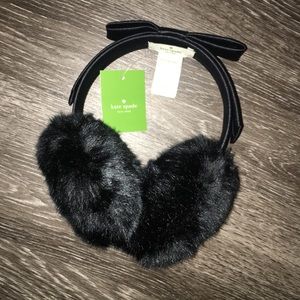 kate spade Faux Fur Black Earmuff Headband